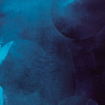 Detail of wallpaper in an abstract curvilinear pattern in mottled blue, navy and black.