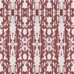 Detail of wallpaper in a painterly ikat print in rust and white.