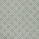 Broadloom carpet with ivory double line lattice on a seafoam blue field. 