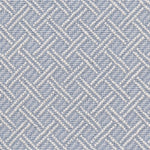Broadloom carpet with ivory double line lattice on a sky blue field. 