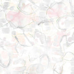 Detail of wallpaper in a watercolor painterly print in shades of pastel, green and cream.