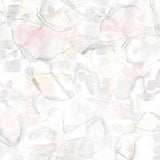 Detail of wallpaper in a watercolor painterly print in shades of pastel, green and cream.