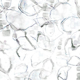 Detail of wallpaper in a watercolor painterly print in shades of gray, purple and cream.