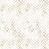 Detail of wallpaper in a painterly chess board print in shades of cream on a white field.