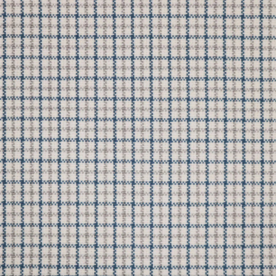 Broadloom carpet swatch in a checkered pattern in a blue grey white design