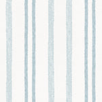 Detail of wallpaper in a textural stripe pattern in light blue on a white field.