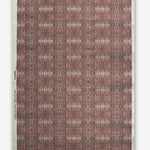 Rool Printed grasscloth with ikat stripe design in mauve red and cream 
