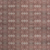 Printed grasscloth with ikat stripe design in mauve red and cream 