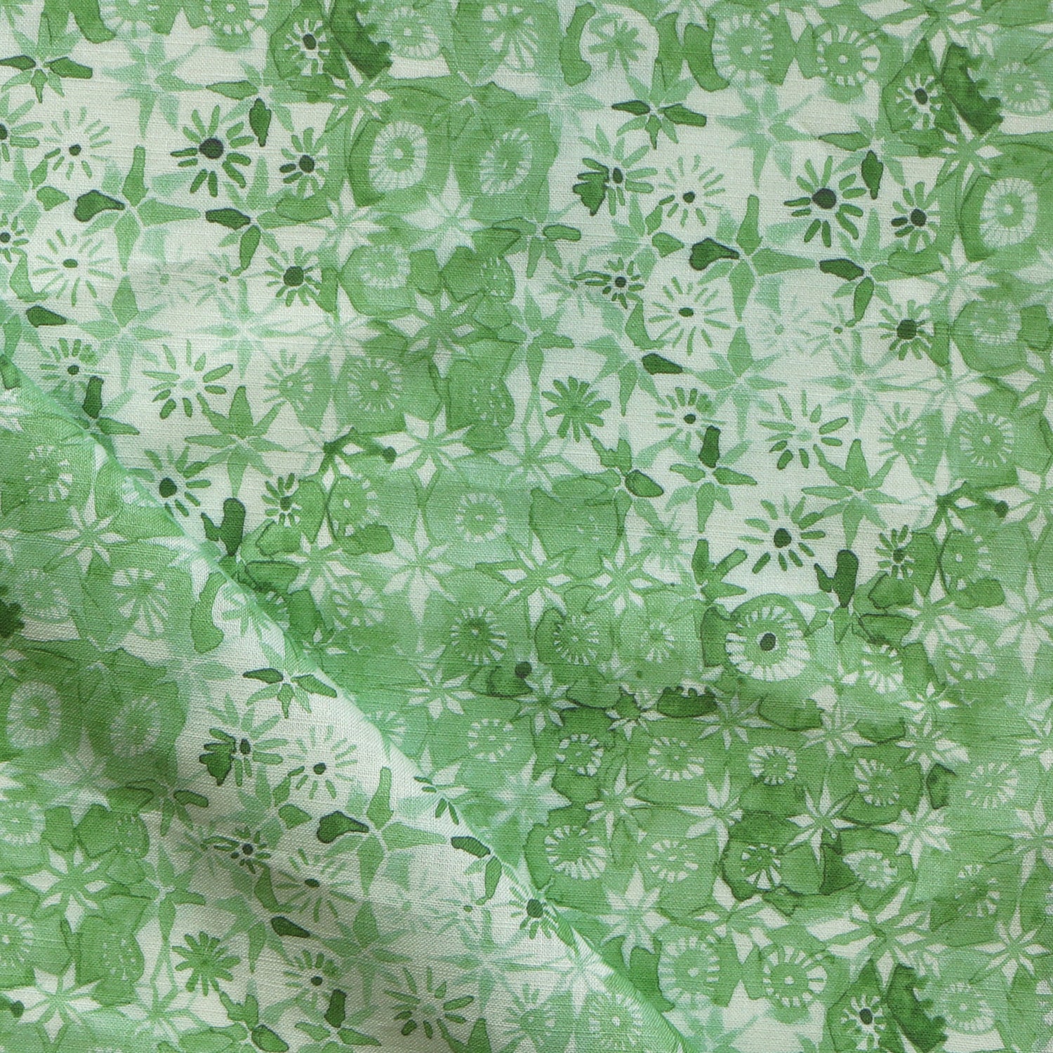 Patterned watercolor lace fabric in green