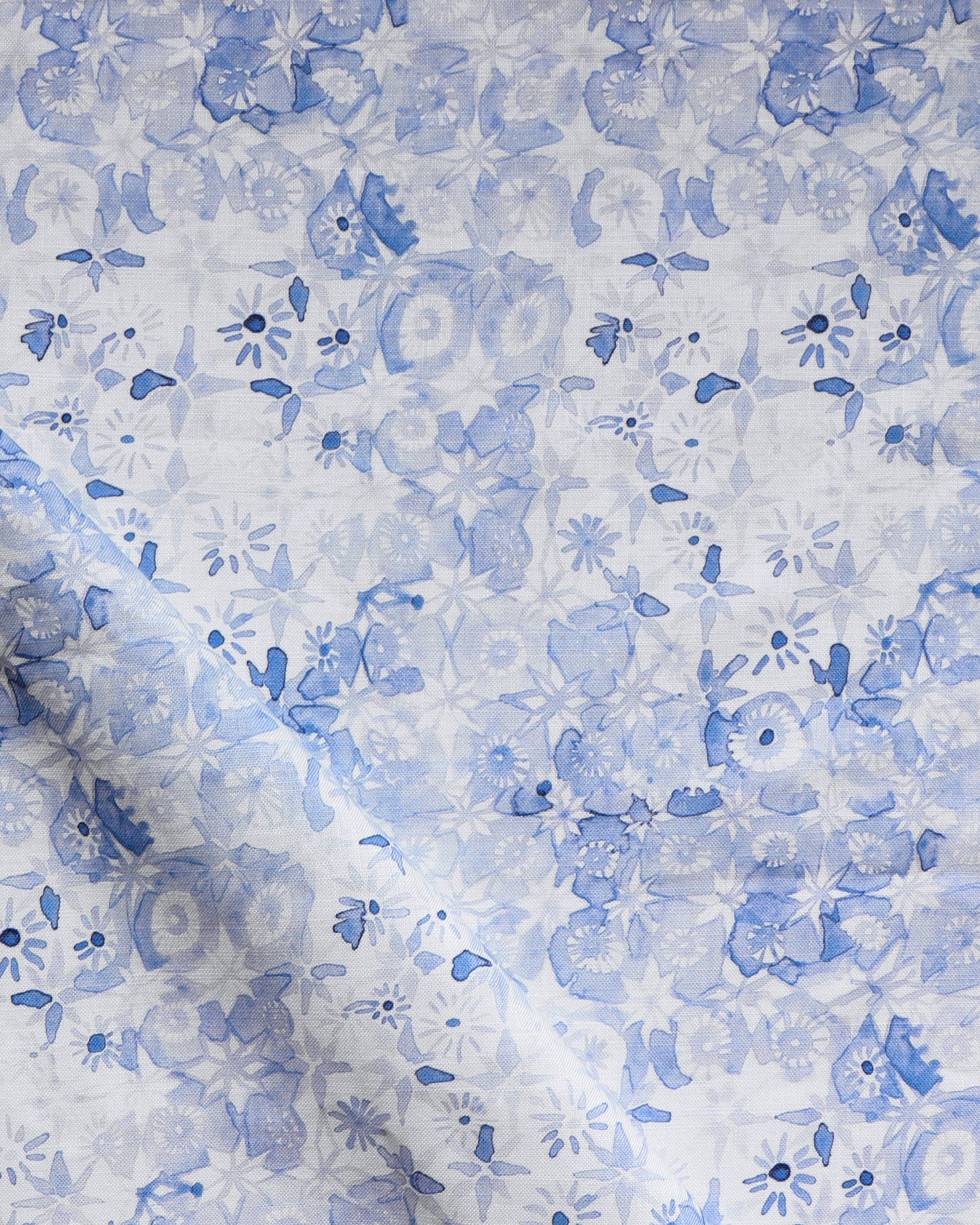 Floral pattern with blue flowers on a white background