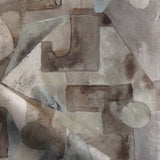 Draped fabric in a geometric puzzle piece watercolor pattern in brown and charcoal. 