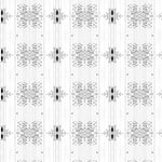 Detail of wallpaper in a minimalist ikat pattern in shades of gray on a white field.