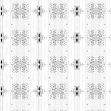 Detail of wallpaper in a minimalist ikat pattern in shades of gray on a white field.