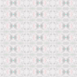 Wallpaper detail in a repeating ink blot print in shades of gray with turquoise and pink accents.