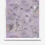 Wallpaper roll in an underwater sealife scene in shades of light purple. 