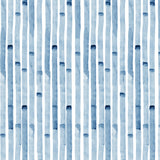 Detail of wallpaper in a painterly stripe print in blue on a white field.