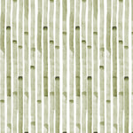Detail of wallpaper in a painterly stripe print in olive on a white field.