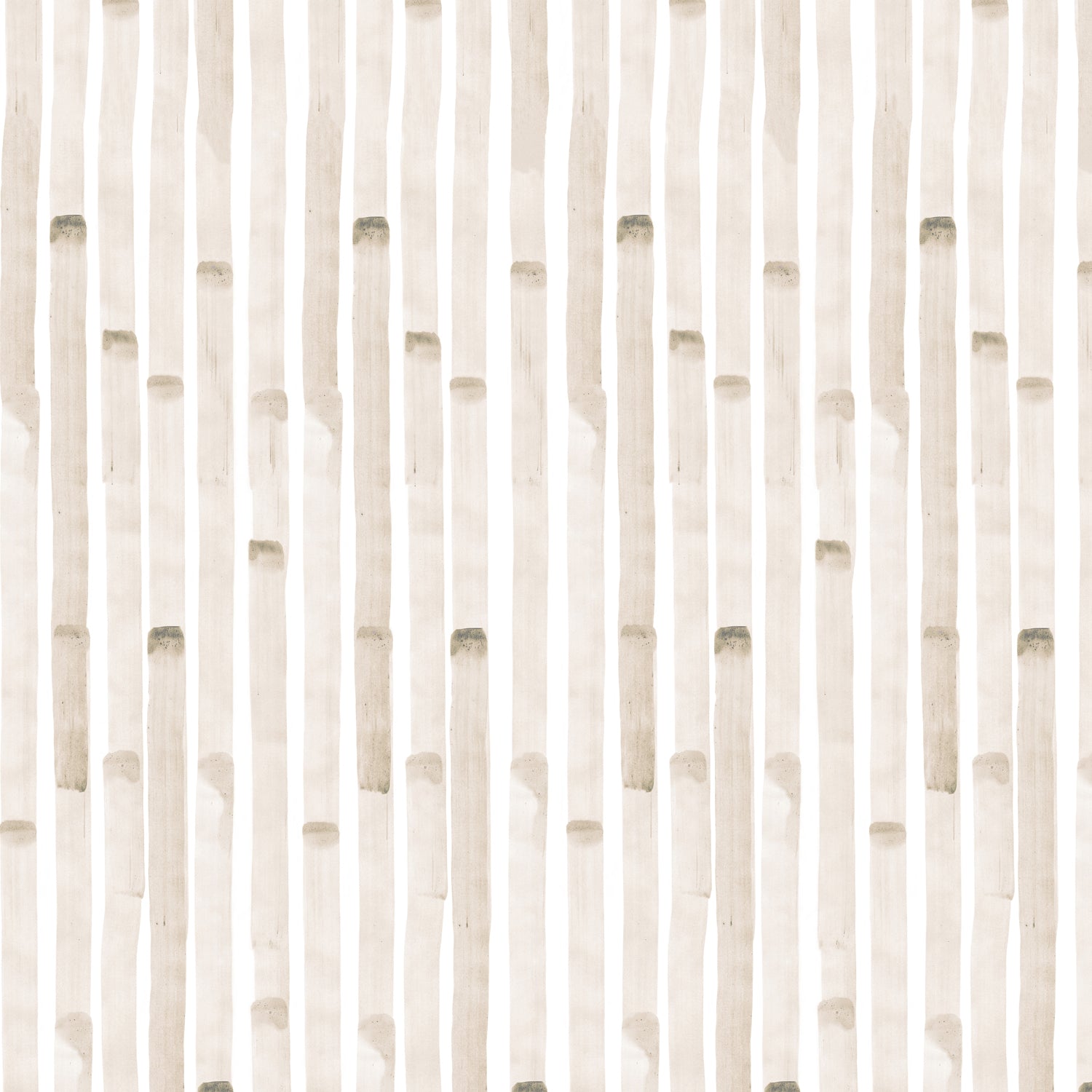 Detail of wallpaper in a painterly stripe print in tan on a white field.
