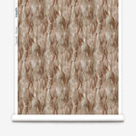 Draped fabric in a layered squiggle watercolor pattern in shades of brown