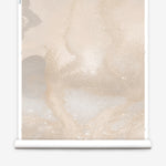 Mural wallpaper roll in an abstract textural watercolor design in taupe. 