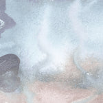 Mural wallpaper detail in an abstract textural watercolor design in blue with taupe. 