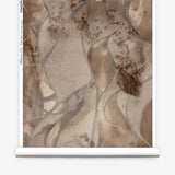 Wallpaper roll in abstract floral bushstroke design in soft brown with grey. 