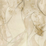 Wallpaper detail in abstract floral bushstroke design in warm beige. 