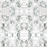 Detail of wallpaper in a watercolor paint blotch print in gray and turquoise on a white field.