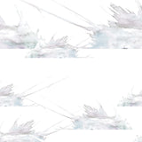 Wallpaper detail in a watercolor splatter print in pastel purple and gray on a cream field.