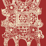 Decorative lace pattern on a red background