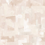 Wallpaper detail in a geometric puzzle piece watercolor pattern in pastel pink. 