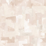 Wallpaper detail in a geometric puzzle piece watercolor pattern in pastel pink. 