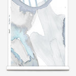 Wallpaper roll in a watercolor watercolor print in shades of gray on a white field.