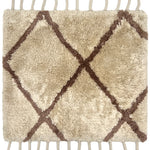 Handknotted Silk Shag rug with a brown lattice design and tassles. 