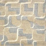 Handknotted rug in a contemporary ripple design in silver, champagne and cream.