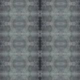 Detail of wallpaper in a repeating ink blot print in shades of gray.