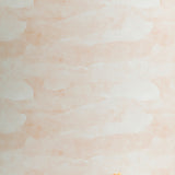 A flower lays in front of a wall papered in an abstract textural pattern in shades of white and pink.