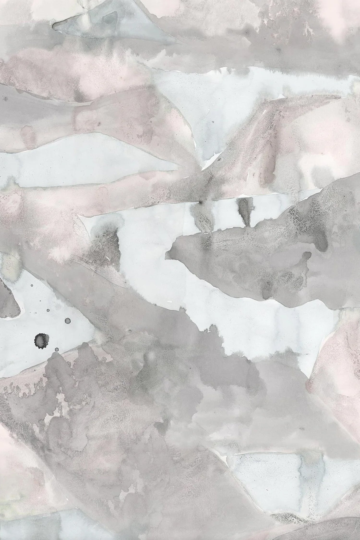 Wallpaper with abstract watercolor design in shades of grey. 