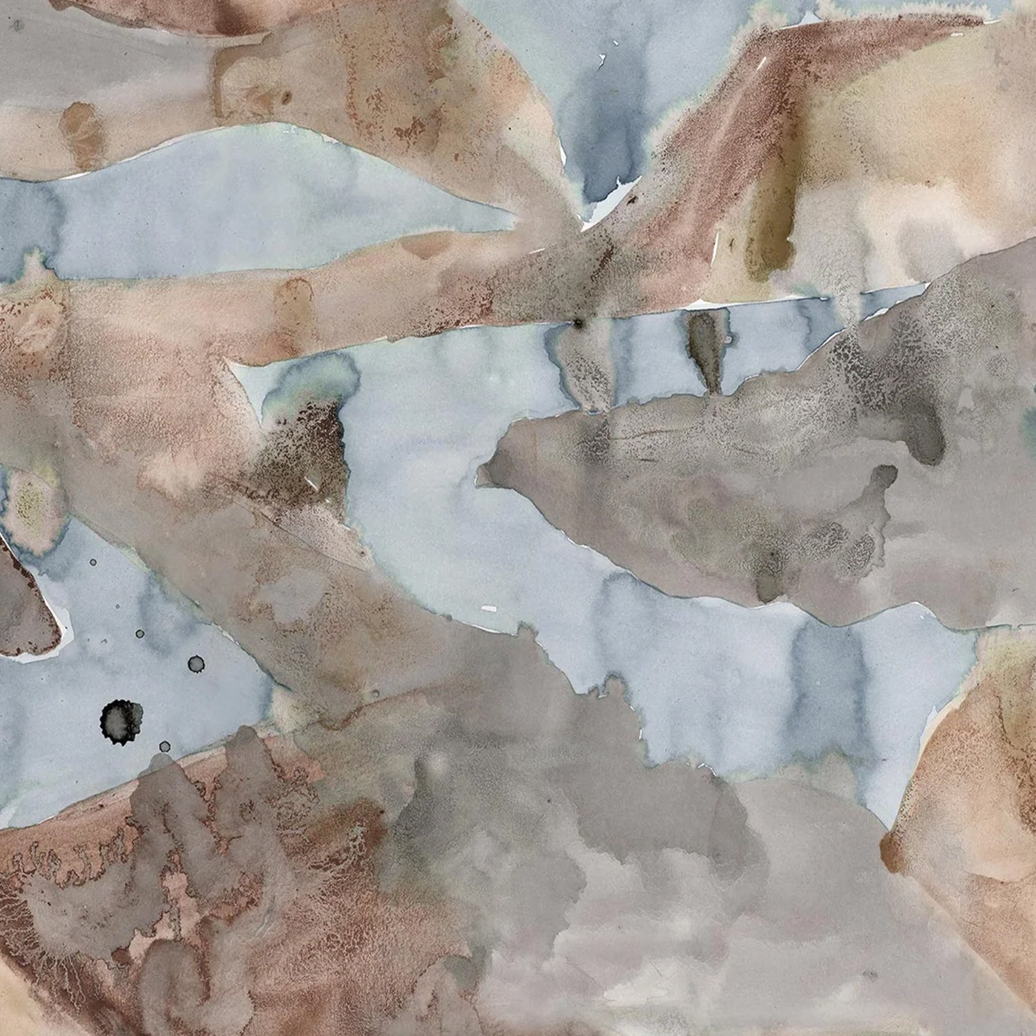 Wallpaper with abstract watercolor design in brown and blue