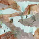 Wallpaper with abstract watercolor design in brown and aqua blue