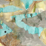 Wallpaper with abstract watercolor design in turquoise and brown