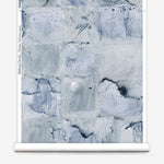 Roll of Wallpaper with watercolor check pattern in shades of blue