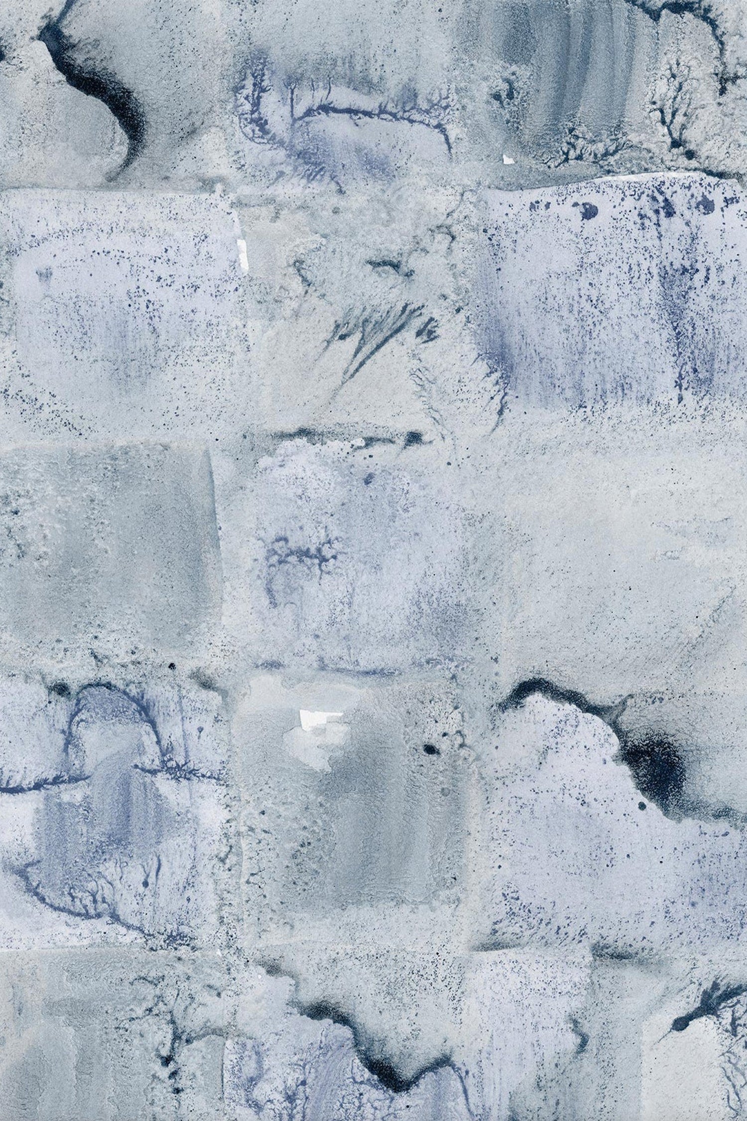 Wallpaper with watercolor check pattern in shades of blue