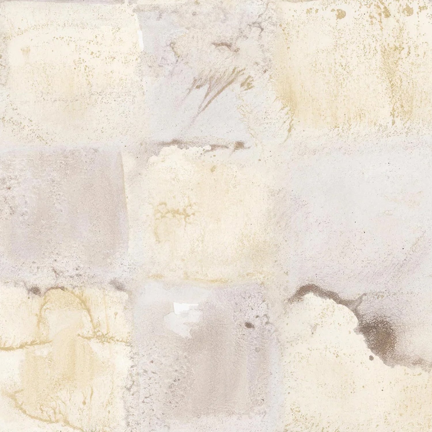 Wallpaper with watercolor check pattern in shades of beige.