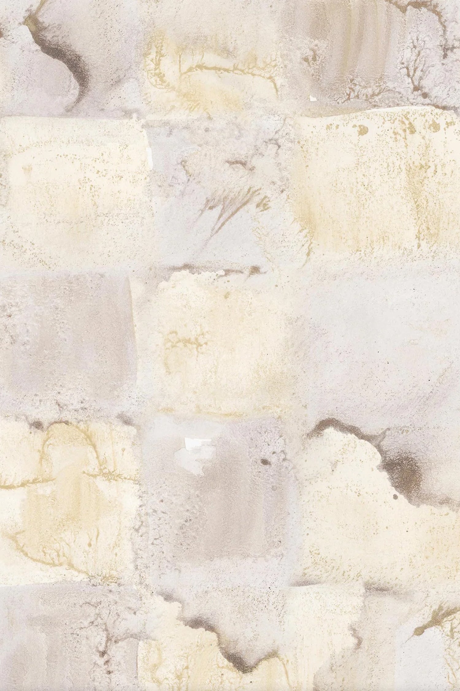 Wallpaper with watercolor check pattern in shades of beige.