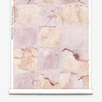 Roll of wallpaper with watercolor check pattern in pink and orange