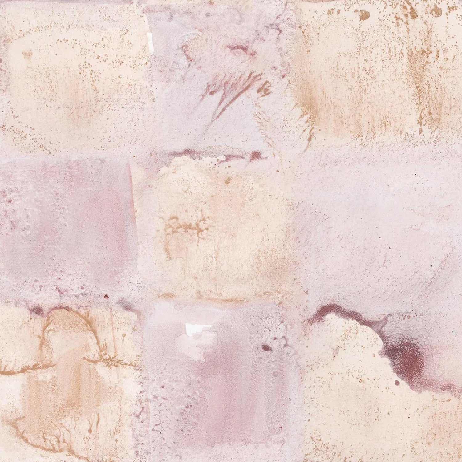 Wallpaper with watercolor check pattern in pink and orange