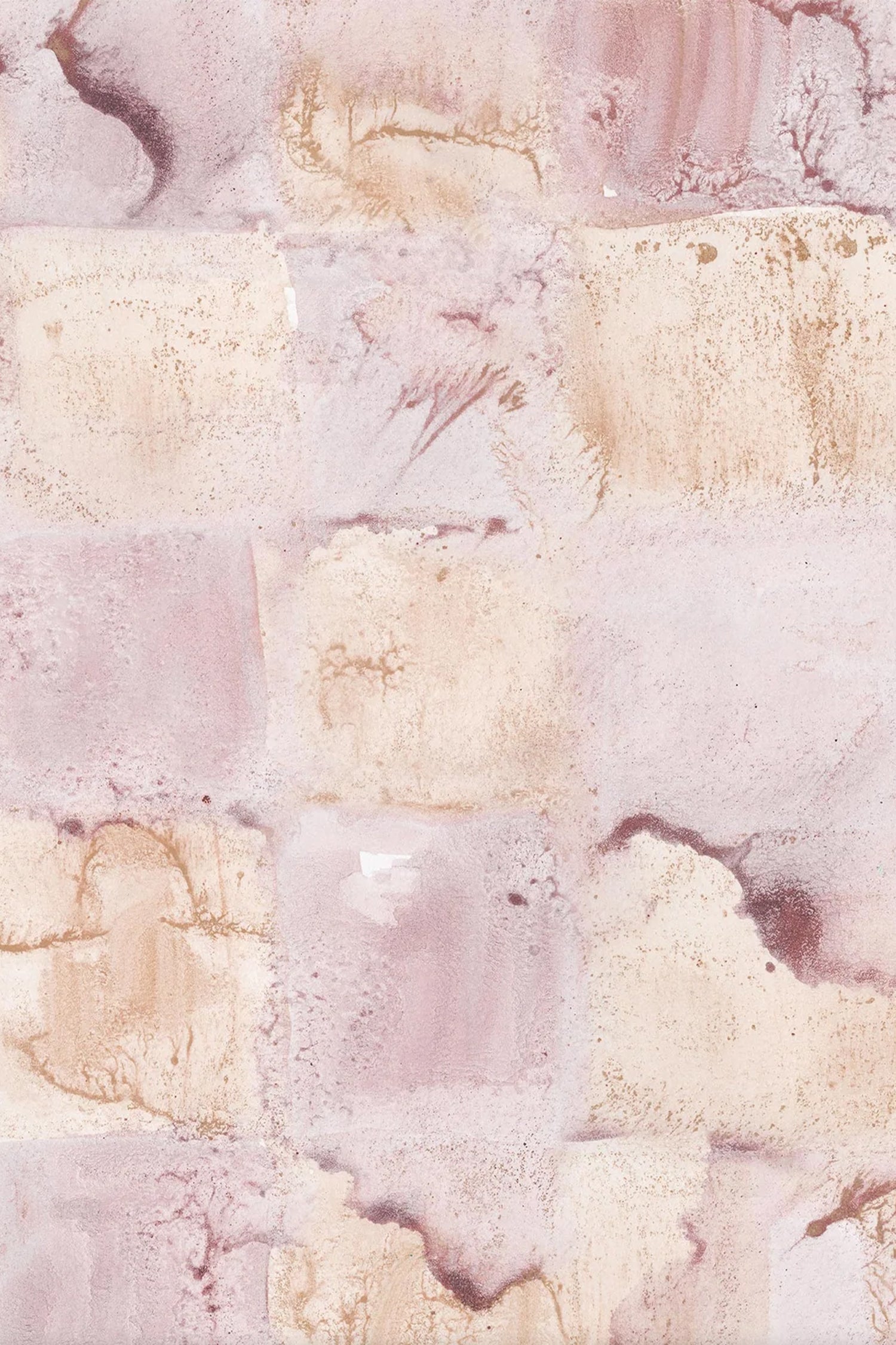 Wallpaper with watercolor check pattern in pink and orange
