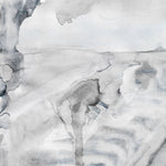 Detail of wallpaper in a watercolor painterly print in shades of gray and white.