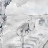 Detail of wallpaper in a watercolor painterly print in shades of gray and white.